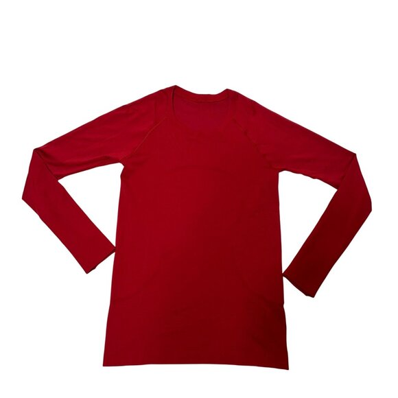 Lululemon Swiftly Tech Long Sleeve Shirt Womens Size 8 Red Lightweight Seamless - Picture 1 of 6